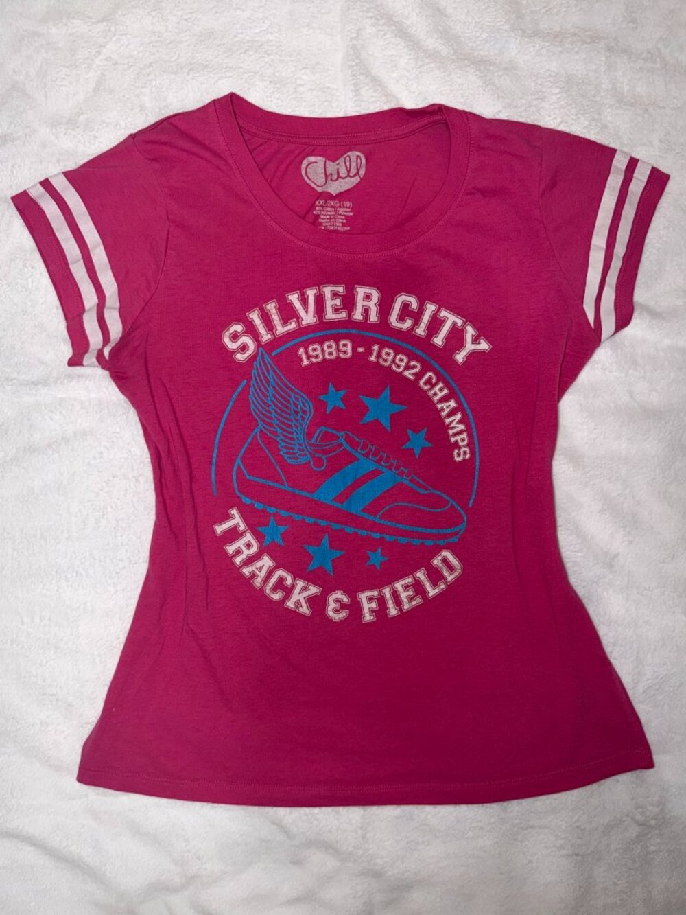 Chill Pink Silver City Track & Field Varsity T-Shirt - Size M
